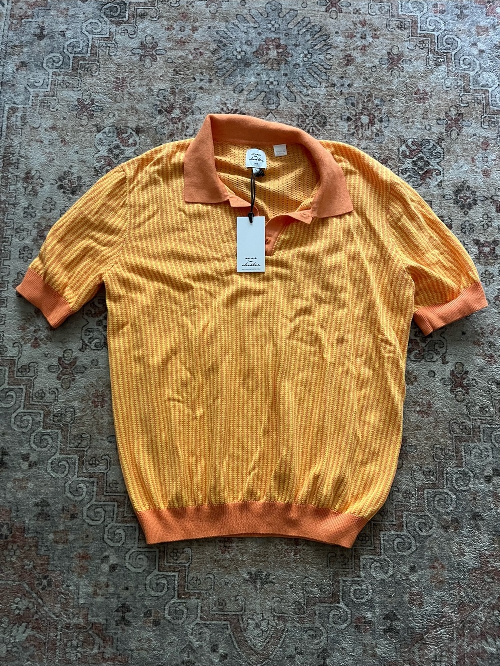 Men's Short-Sleeve Knit Polo in Bright Orange | Max ń Chester